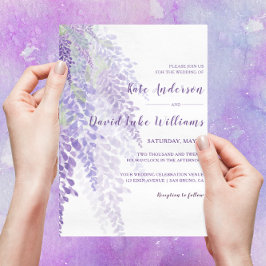 Convites Watercolor Wisteria Blooms Casamento Romântico
