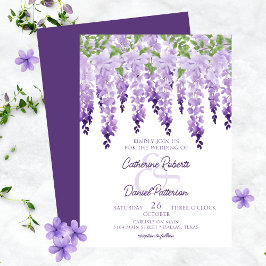 Convites Watercolor Wisteria Floral Elegant Scipt Wedding
