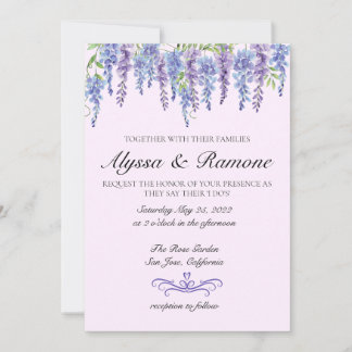 Convites Watercolor Wisteria Floral Weditation