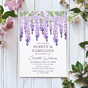 Convites Watercolor Wisteria Ninety & Fabulous Chic