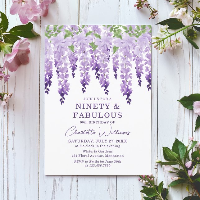 Convites Watercolor Wisteria Ninety & Fabulous Chic (Criador carregado)