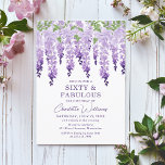 Convites Watercolor Wisteria Sessenta e Fabulosa Chic Flora<br><div class="desc">Watercolor Wisteria Sessenta e Fabulosa Chic Floral apresenta flores elegantes de wisteria de aquarela em lavanda macia e roxo com folhas verdes em fundo branco com as informações de seu convite de 60 anos abaixo. Personalize editando o texto nas caixas de texto fornecidas. Projetado por ©2024 Evco Studio www.zazzle.com/store/evcostudio</div>