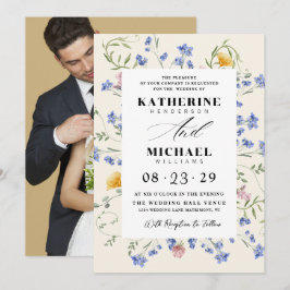 Convites Watercolor Wldflowers Meadow & Add Photo Wedding