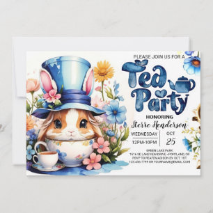 Convites Watercolor Wonderland Boy Chá de fraldas Tea Party