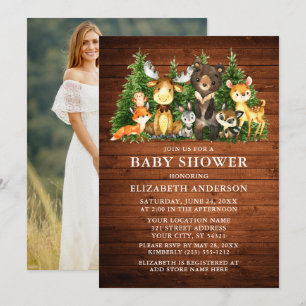 Convites Watercolor Woodland Animal Wood Chá Photo