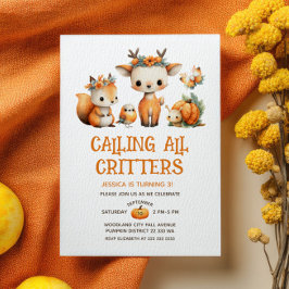 Convites Watercolor Woodland Animals Fall Kids' Birthday