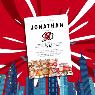 Convites Watercolor Woodland Super-Herói Birthday