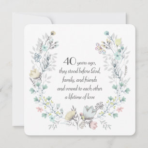 Convites Watercolor Wreath, 40 anos