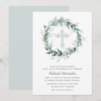 Watercolor Wreath Blue Christening