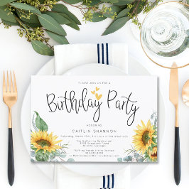 Convites Watercolor Xadrez Amarelo girassol