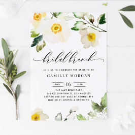 Convites Watercolor Yellow Anemone Floral Bridal Brunch