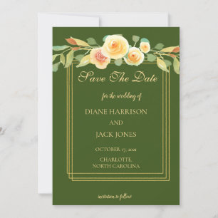 Convites Watercolor Yellow Rose Buquê Save Date (Salvar dat