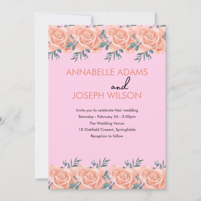 Convites watercolors Florals Modern Botanical Wedding (Frente)