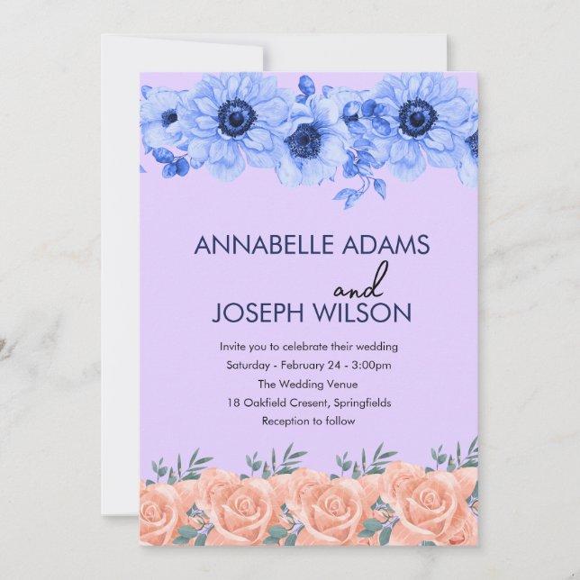 Convites watercolors Florals Modern Botanical Wedding (Frente)