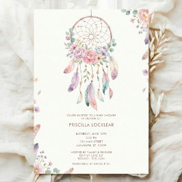 Convites watercolour Boho flower Dreamcatcher Baby Shower