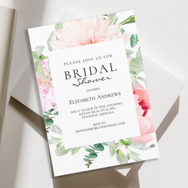Convites Watercolour Botanical Spring Bridal Shower (Criador carregado)