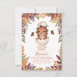 Convites watercolour butterfly Dinosaur Baby Shower