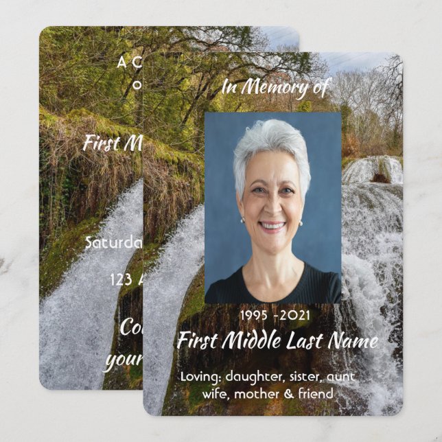 Convites Waterfall Landscape  Celebration  Life Service (Frente/Verso)