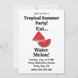 Convites Watermelon Fruit Funny Tropical Summer Party