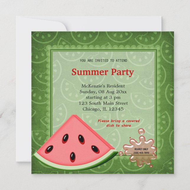 Convites Watermelon Summer Party (Frente)
