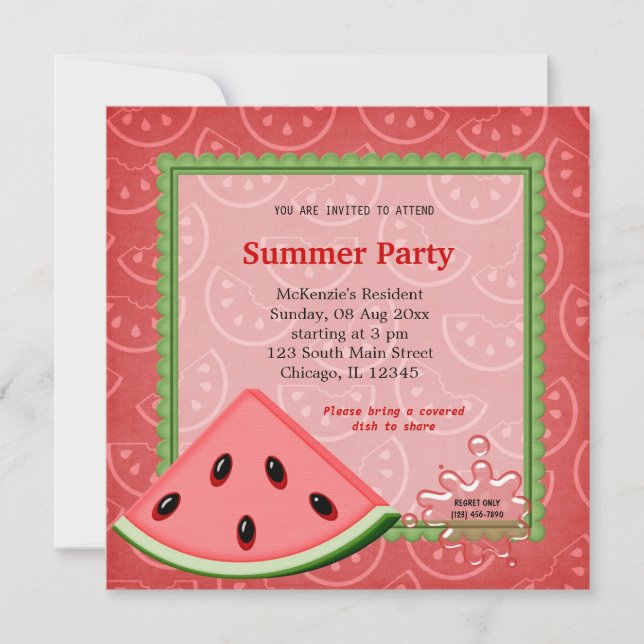 Convites Watermelon Summer Party (Frente)