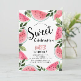 Convites Watermelon Sweet Celebration Watercolor Aniversári