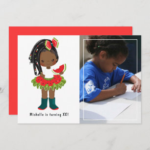 Convites Watermelon Tutu American Black Girl Festa de anive