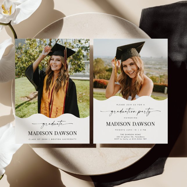 Convites Wave Photo Graduation Party Invite Announcement (Criador carregado)