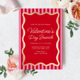Convites Wave Red Pink Strich Dia de os namorados Brunch