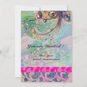 Convites WAVES, faíscas cor-de-rosa amarelo-claro-vermelho-