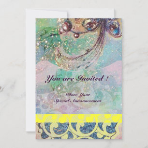 Convites WAVES, faíscas cor-de-rosa amarelo-claro-vermelho-