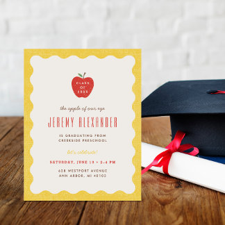 Convites Wavy Apple Preschool Graduation Party Invitation