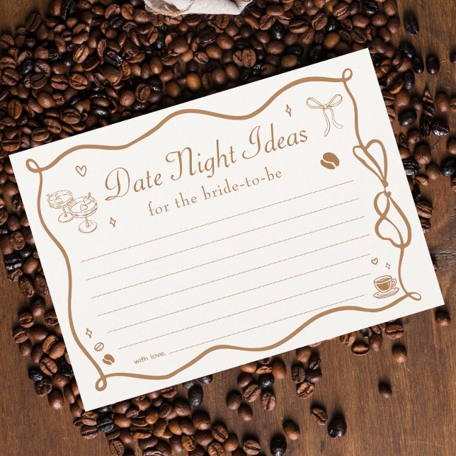 Convites Wavy Coffee Bridal Shower Date Night Ideas Card (Criador carregado)