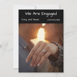 Convites We Are Engaged Photo Announcement Card | Modern