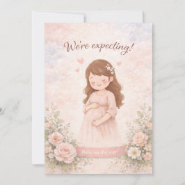 Convites We Are Expecting a Baby Announcement Card Minimal 