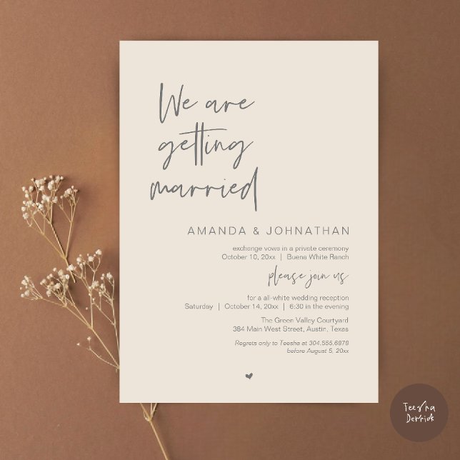 Convites We are getting married, Modern Wedding Celebration (Modern Minimal Reception, We are getting married Invitation Card in Cream and Grey)