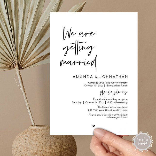 Convites We are getting married, Modern Wedding Celebration (Modern Minimal Reception, "We are getting married" Invitation Card in Black and white)