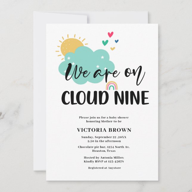 Convites We are on Cloud NIne Baby Shower Invitation (Frente)