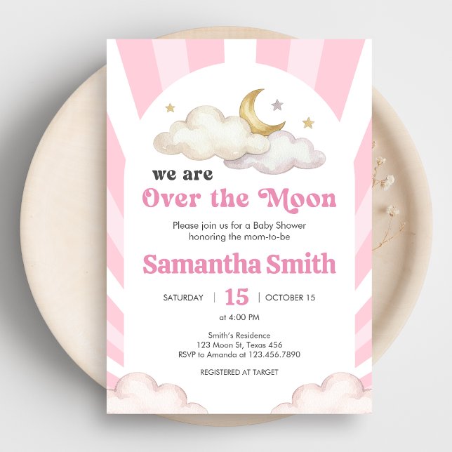 Convites We are Over the Moon Baby Shower Invitation (Over the Moon Baby Shower Invitation)