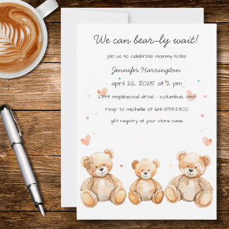 Convites We Can Bear-ly Wait Baby Shower Invitation