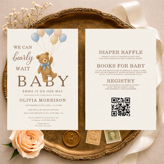 Convites  We Can Bearly Wait All in One Baby Shower (Criador carregado)