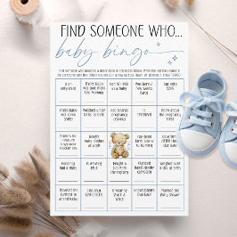 Convites We Can Bearly Wait Baby Boy Shower Bingo Game Card