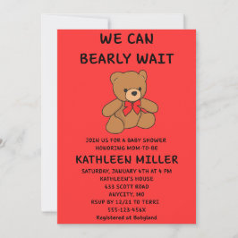 Convites We Can Bearly Wait Baby Shower
