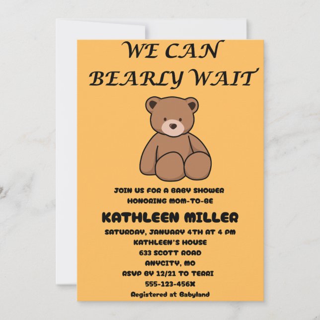 Convites We Can Bearly Wait Baby Shower (Frente)
