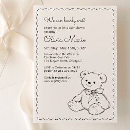 Convites "We Can Bearly Wait" Baby Shower Gender Neutral