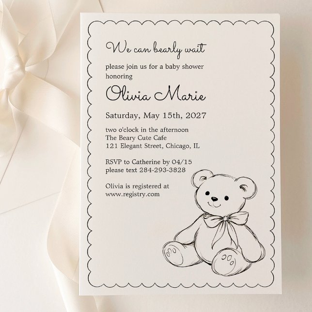 Convites "We Can Bearly Wait" Baby Shower Gender Neutral (Criador carregado)