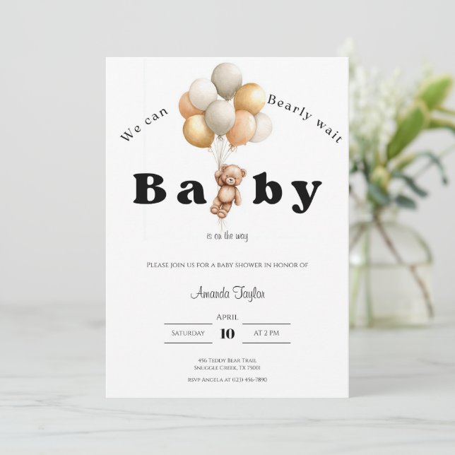 Convites We Can Bearly Wait Baby Shower Invitation (Em pé/Frente)