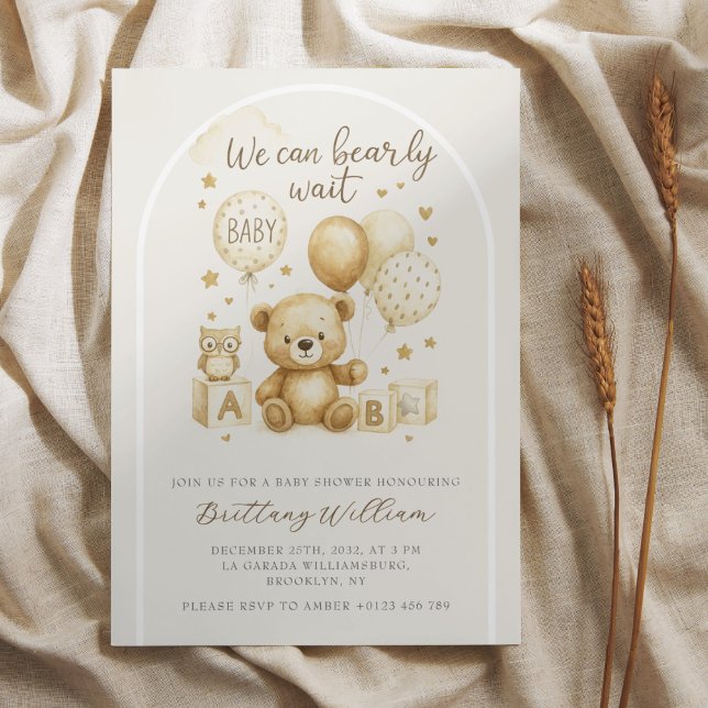 Convites We Can Bearly Wait Baby Shower Invitation (Criador carregado)