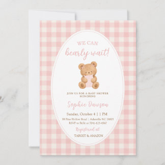 Convites We Can Bearly Wait Bear Girl Baby Shower