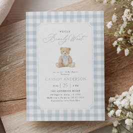 Convites We Can Bearly Wait Blue Teddy Bear Baby Shower